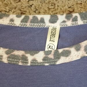 Women's Long Sleeve Top - Blue with Animal Print